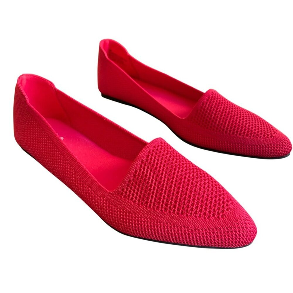 NEW Mia Red Corinne Pointed Toe Knit Flat Comfy Shoes Size 8